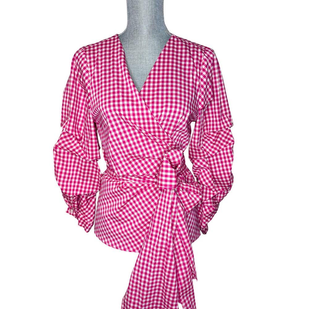 Halogen pink white wrap blouse Size M
